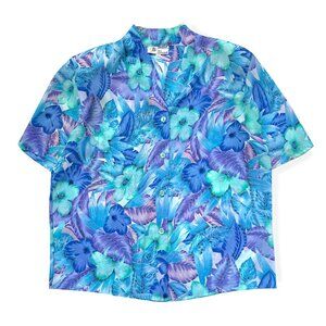 Vintage Braemar, Tropical Floral Button Down Short Sleeve Shirt